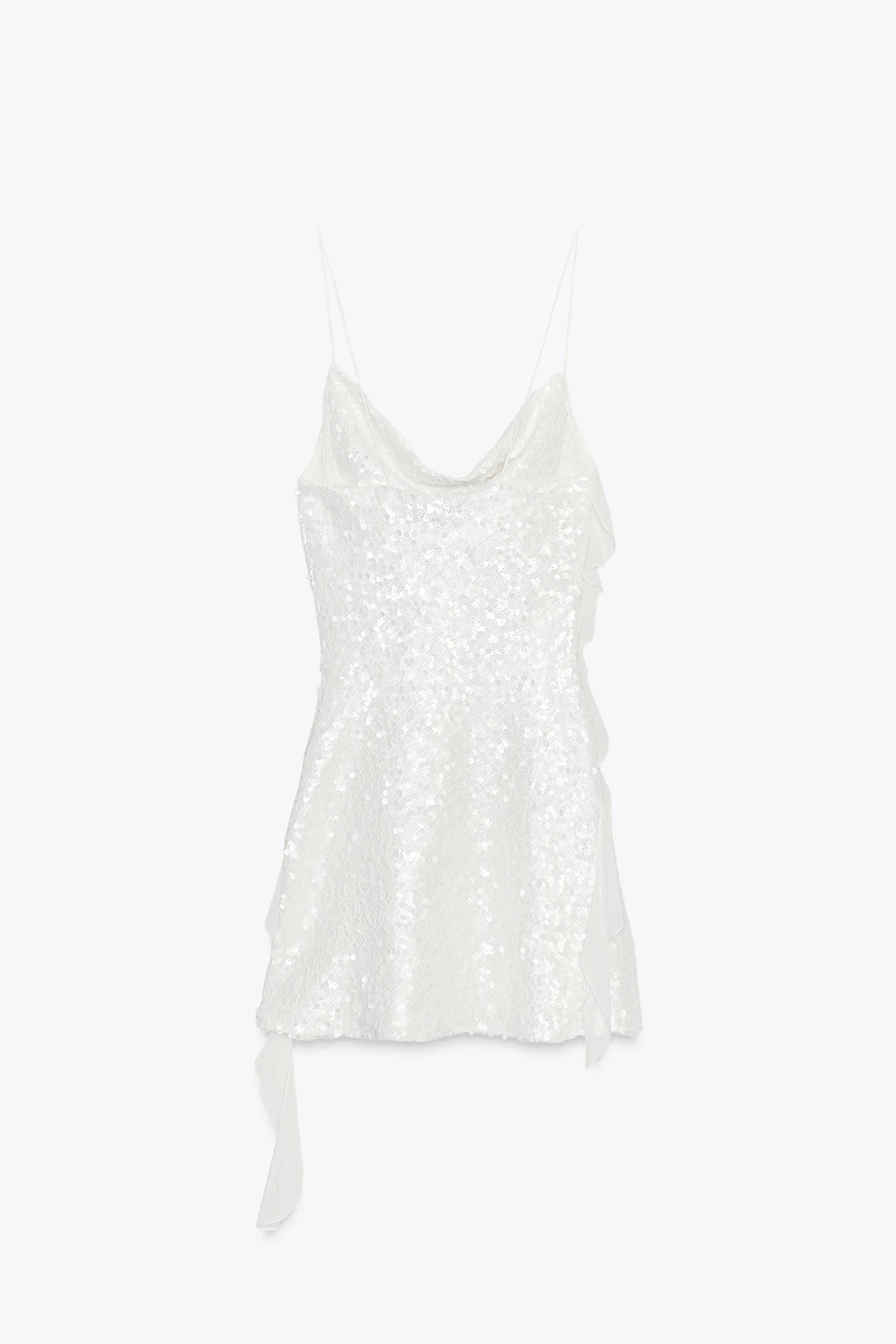SEQUIN RUFFLE MINI DRESS